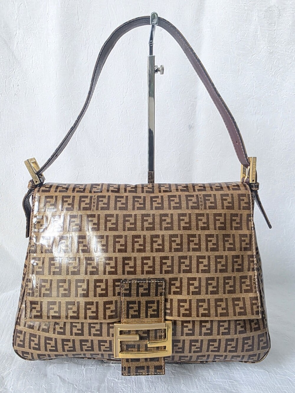 Auth Fendi Zucca Baguette Shoulder Bag
